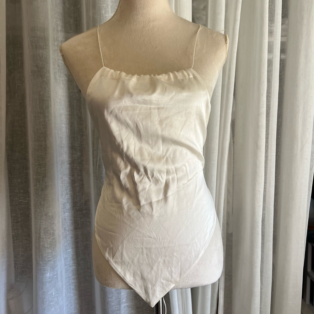 All Things Golden Silk White Halter Top